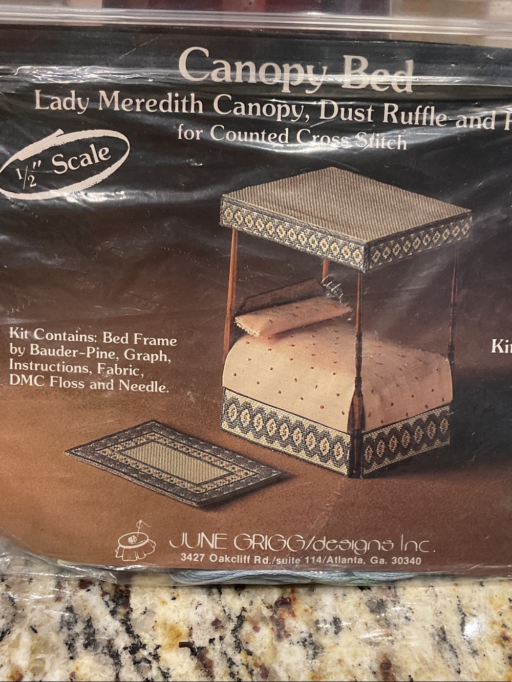 June Grigg Designs Lady Meredith Canopy Bed - Beige and Brown miniature